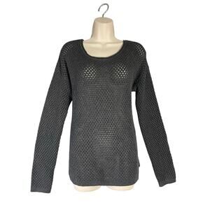 Harper Lane‎ Open Knit Sweater Women’s Large Black Long Sleeve Boho Pullover